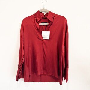 Monica Nera Grace Silk Blouse Wine Red NWT Size M